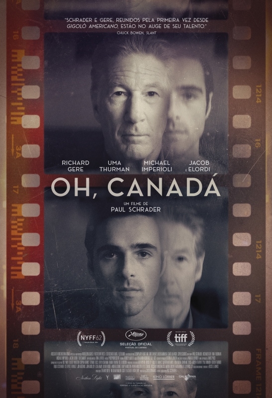 Cartaz de divulgação do filme. Dois fotogramas em preto e branco em uma tira de negativo de película de filme. Nas duas imagens, os rostos de dois homens brancos estão sobrepostos. Na de cima, o rosto do homem mais velho está à frente do rosto do mais novo. Na composição de baixo, a posição está invertida. O homem mais velho tem cabelo grisalho curto, rugas de expressão no rosto, olhos pequenos e lábios finos. O homem mais novo tem cabelo castanho curto, sobrancelhas grossas e covinha no queixo.  No topo do cartaz, há um texto branco em letras maiúsculas:  